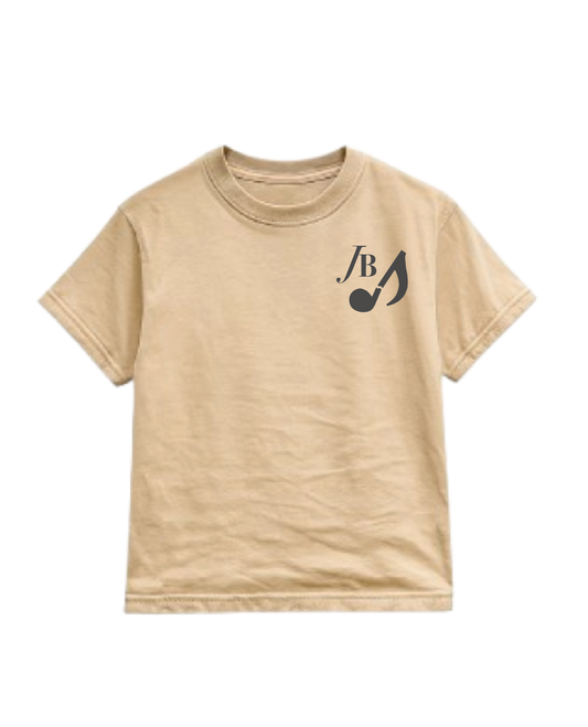 Jaclynn Belts Beige Broken Musical Note Shirt